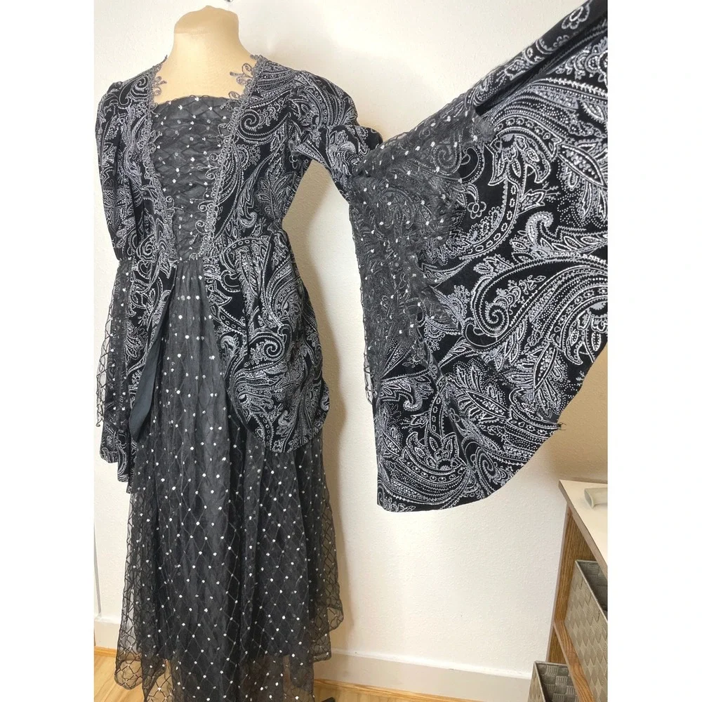 Womens Dress Gothic Victorian Renaissance 12 Black Silver
